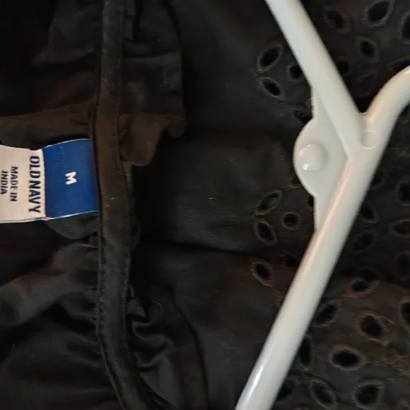 OLD NAVY Black Button-Front Embroidered Peasant Dress - Picture 2 of 5